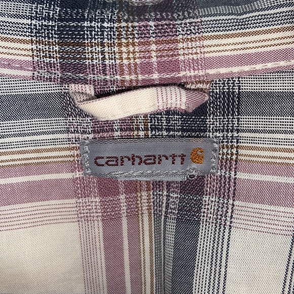 Carhartt Plaid Lavender Navy Blue And Beige Button Down Shirt Size XXL - Picture 8 of 9